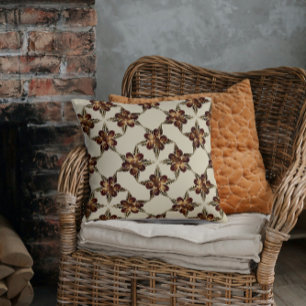 Marine sea rustic coastal seashell floral artistic throw pillow