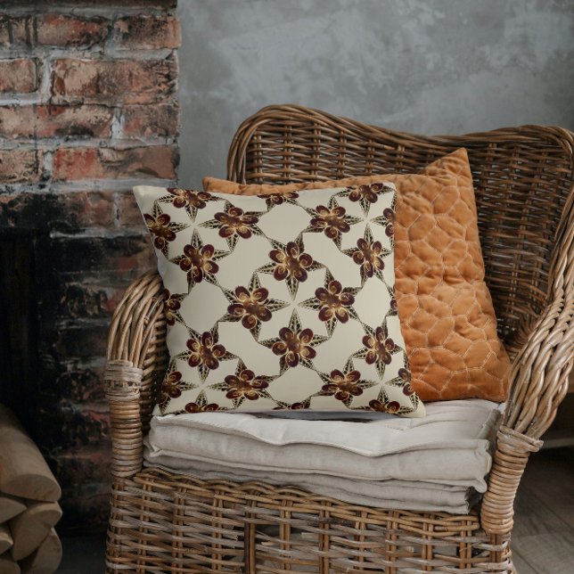 Marine sea rustic coastal seashell floral artistic throw pillow (Creator Uploaded)