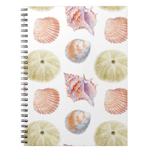 Marine seamless patern of sea shells. Watercolor i Notebook (Front)