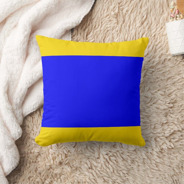Marine Signal Flag: Letter "D" (Delta) Throw Pillow (Blanket)