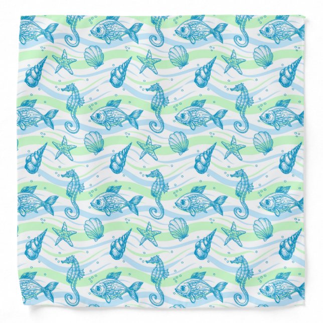 Marine Sketch Pattern Bandana (Front)