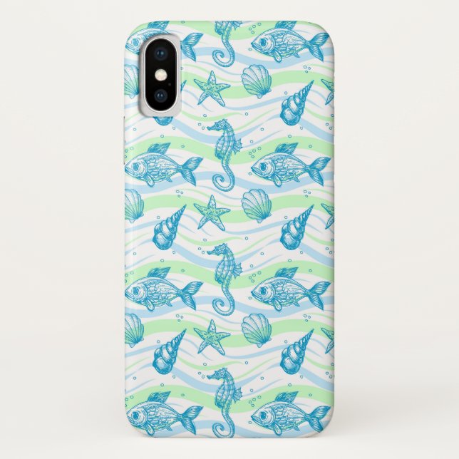 Marine Sketch Pattern Case-Mate iPhone Case (Back)
