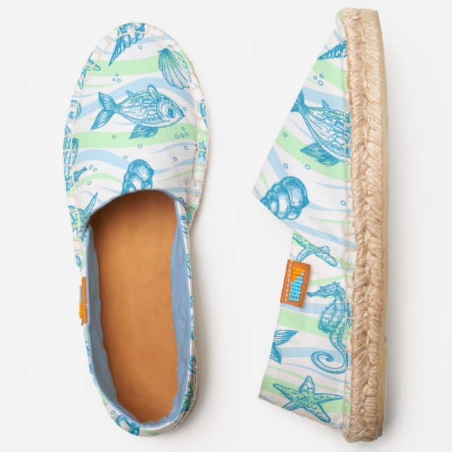 Marine Sketch Pattern Espadrilles (Side)
