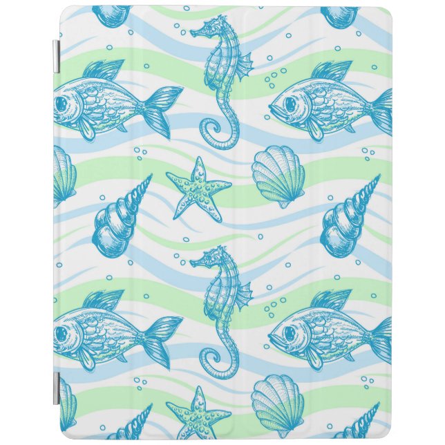 Marine Sketch Pattern iPad Smart Cover (Front)
