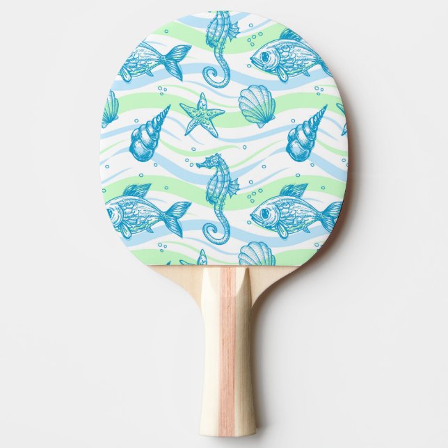Marine Sketch Pattern Ping-Pong Paddle (Front)