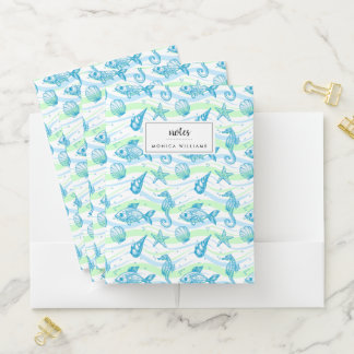 Marine Sketch Pattern Pocket Folder