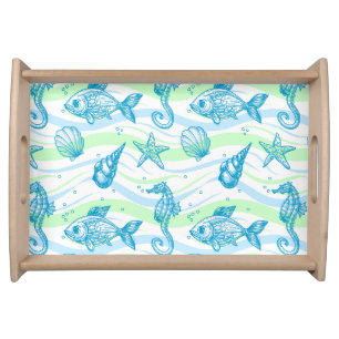 Marine Sketch Pattern Serving Tray