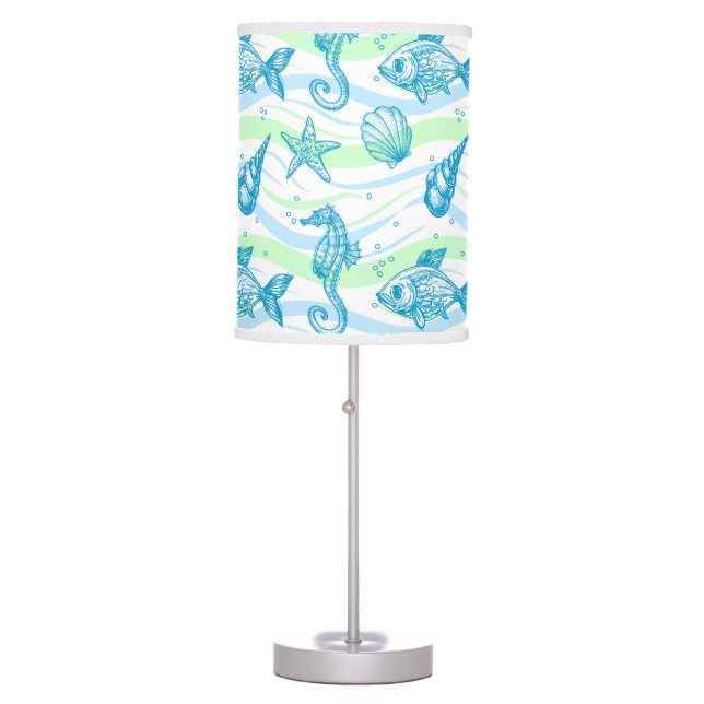 Marine Sketch Pattern Table Lamp (Front)
