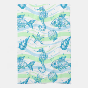 Marine Sketch Pattern Towel
