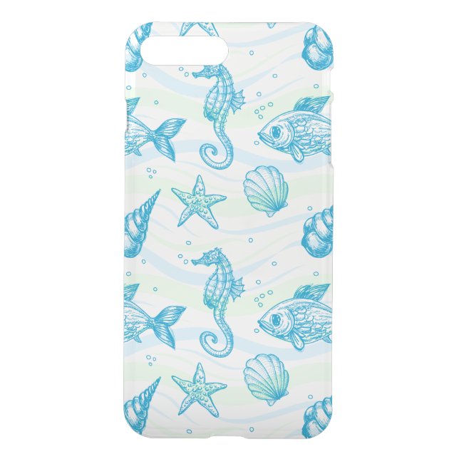 Marine Sketch Pattern Uncommon iPhone Case (Back)