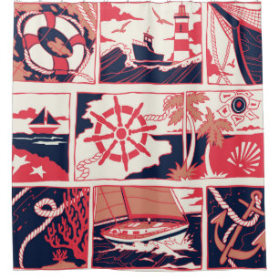Marine story shower curtain