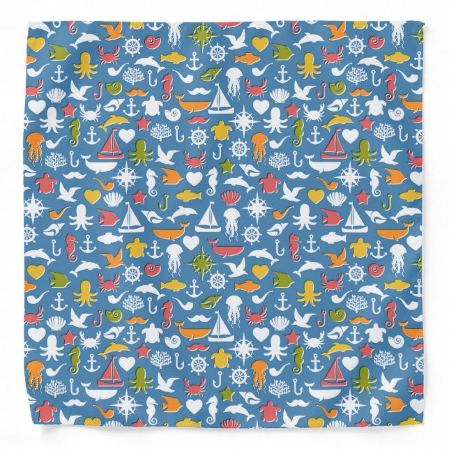 Marine Symbols Pattern Bandana (Front)