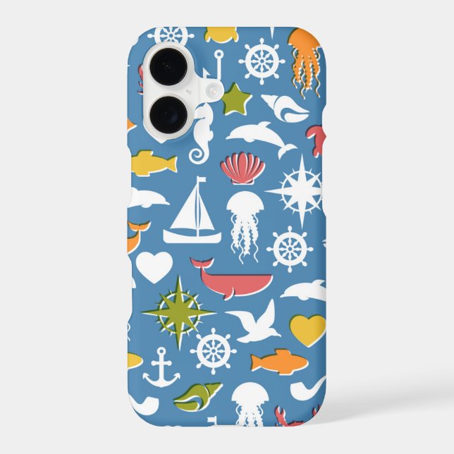 Marine Symbols Pattern Iphone Case (Back)