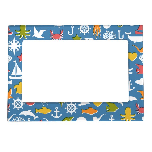 Marine Symbols Pattern Magnetic Photo Frame (Front)