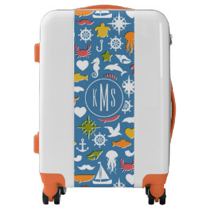 Marine Symbols Pattern  Monogram Luggage