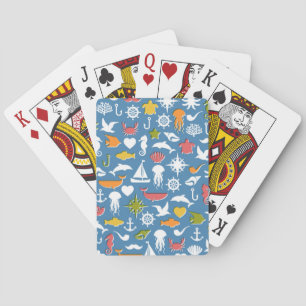 Marine Symbols Pattern Poker Cards