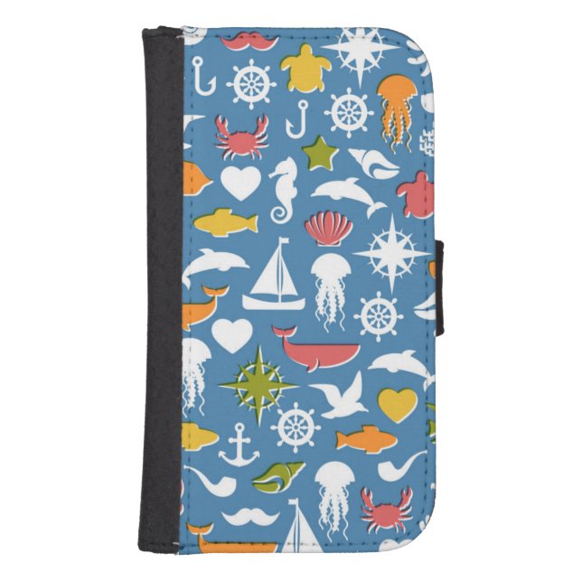 Marine Symbols Pattern Samsung Galaxy Wallet Case (Front)