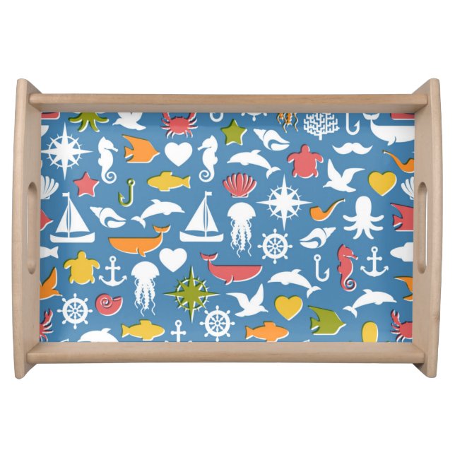 Marine Symbols Pattern Serving Tray (Front)