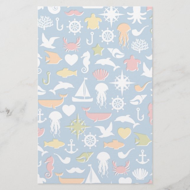 Marine Symbols Pattern Stationery (Front)