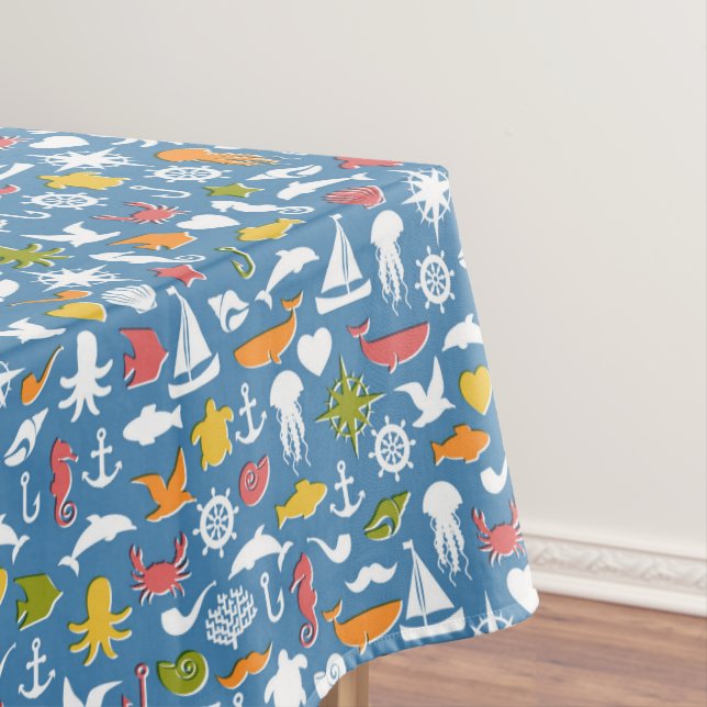 Marine Symbols Pattern Tablecloth (In Situ)