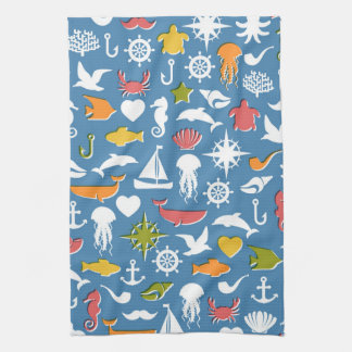 Marine Symbols Pattern Towel