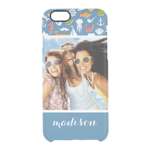 Marine Symbols Pattern   Your Photo & Name Clear iPhone 6/6S Case