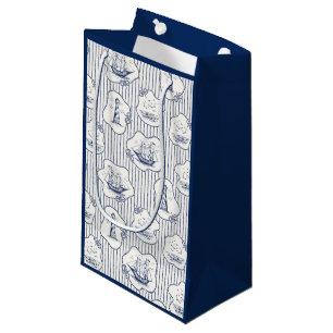  Marine Theme Blue White Stripe Lighthouse Ship   Small Gift Bag