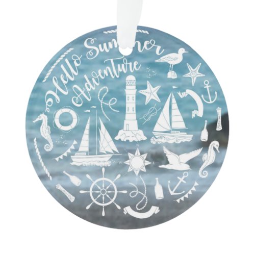 Marine Theme Nautical Elements Summer Adventure  Ornament