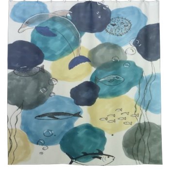 Marine Themed Fish Sea Life Shower Curtain by sfcount at Zazzle
