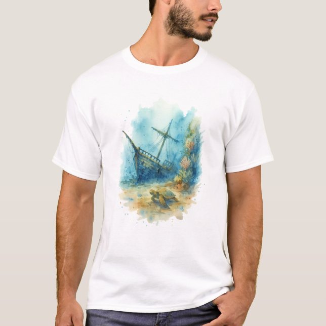 Marine themed tshirt - Shipwreck (Front)