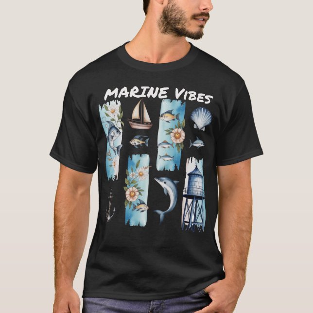Marine Vibes Ocean Fun T-Shirt (Front)