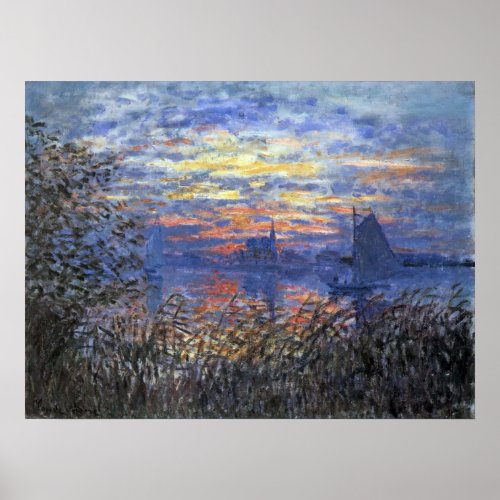 Marine View with a Sunset by Claude Monet Poster