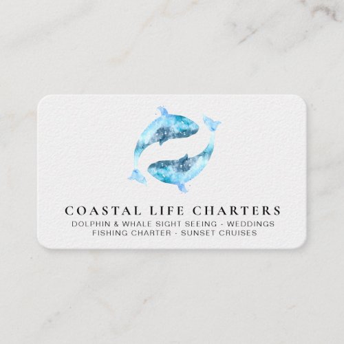  Marine Watercolor Playing Coastal Dolphins Sea Business Card