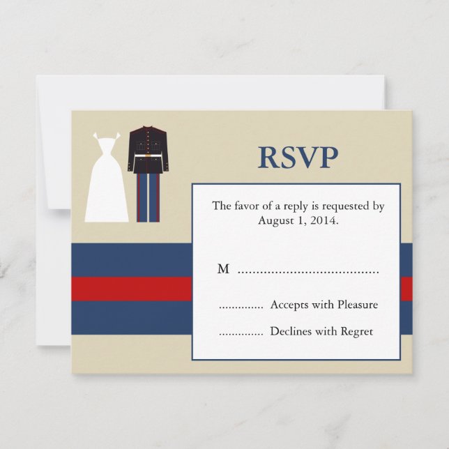 Marine Wedding Invitation RSVP Card (Front)