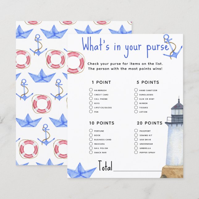 Marine - Whats in your purse baby shower (Front/Back)