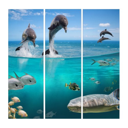 Marine Wildlife Acrylic Triptych