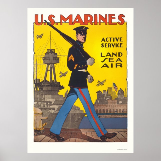 Marines - active service - land, sea, air poster (Front)