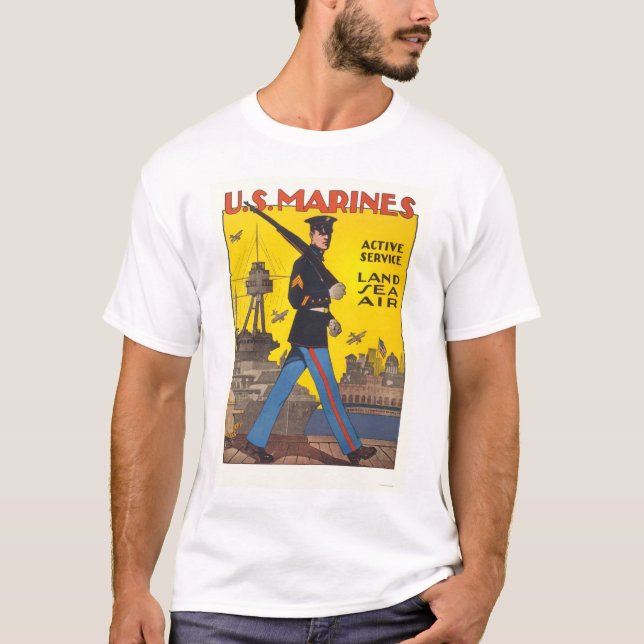 Marines - active service - land, sea, air T-Shirt (Front)