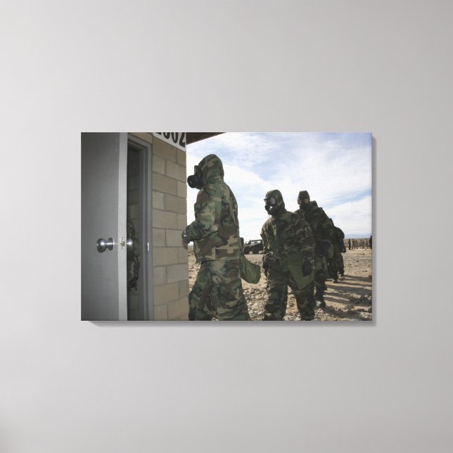 Marines and Sailors file into the gas chamber Canvas Print (Front)