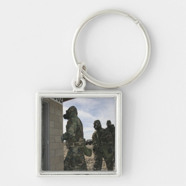 Marines and Sailors file into the gas chamber Keychain (Front)