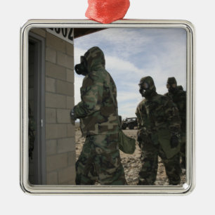Marines and Sailors file into the gas chamber Metal Ornament