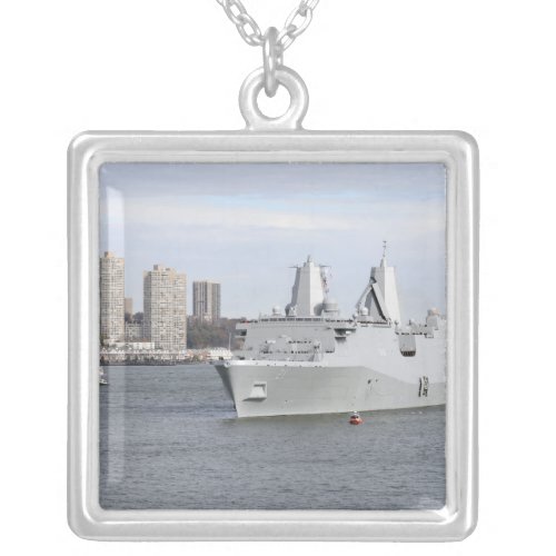 Marines and sailors man the rails silver plated necklace