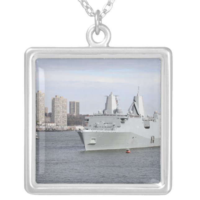 Marines and sailors man the rails silver plated necklace (Front)