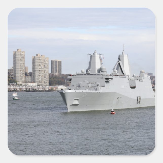 Marines and sailors man the rails square sticker (Front)