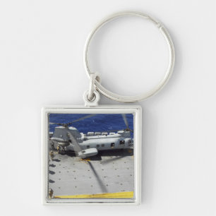 Marines board a CH-46E Sea Knight helicopter Keychain