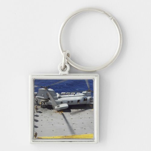 Marines board a CH_46E Sea Knight helicopter Keychain