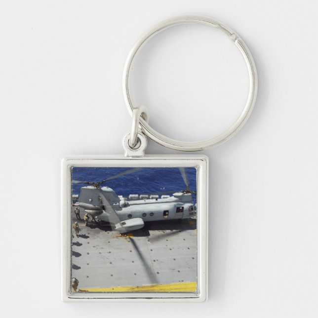 Marines board a CH-46E Sea Knight helicopter Keychain (Front)