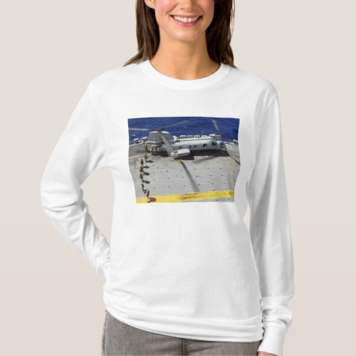 Marines board a CH_46E Sea Knight helicopter T_Shirt