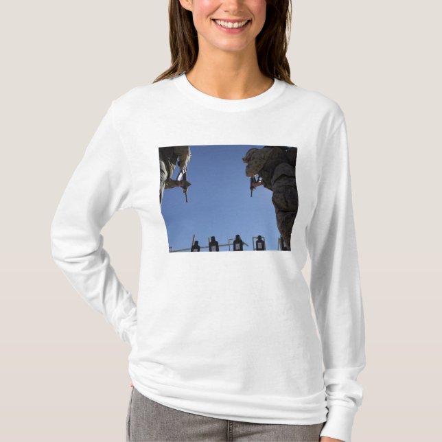 Marines change magazines in the midst of firing T-Shirt (Front)