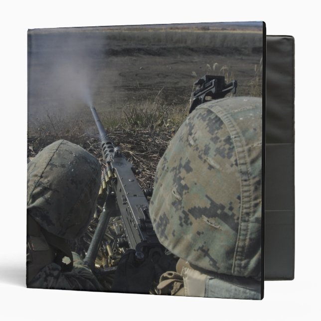 Marines fire an M2 50 caliber machine gun 3 Ring Binder (Front/Inside)